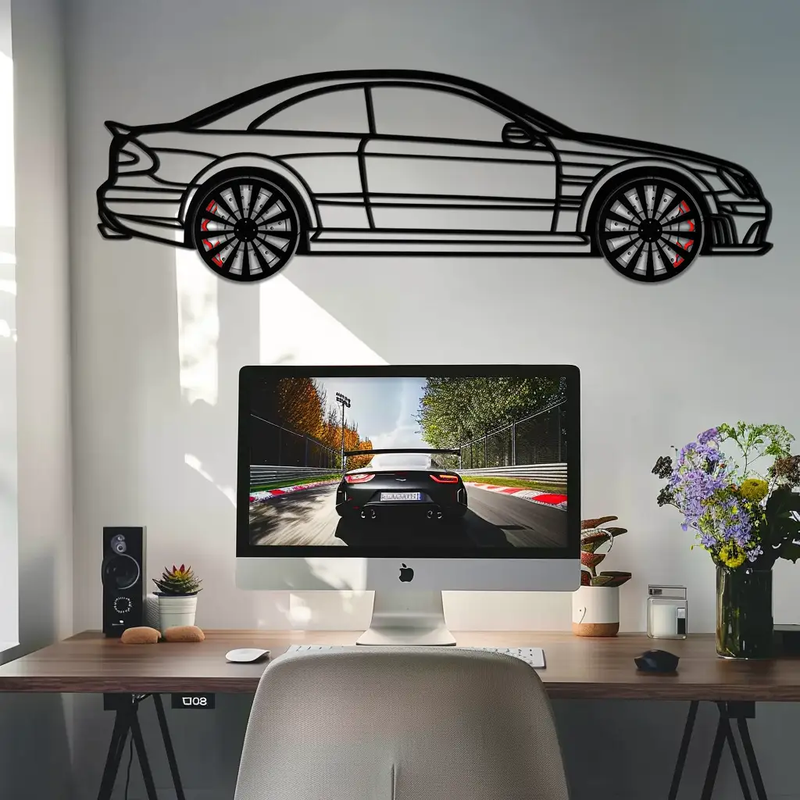 Mercedes CLK63 Metal Wall Art – Spinning Wheel Garage Decor for Car Enthusiasts - KAFMEKA076 by Enova Art