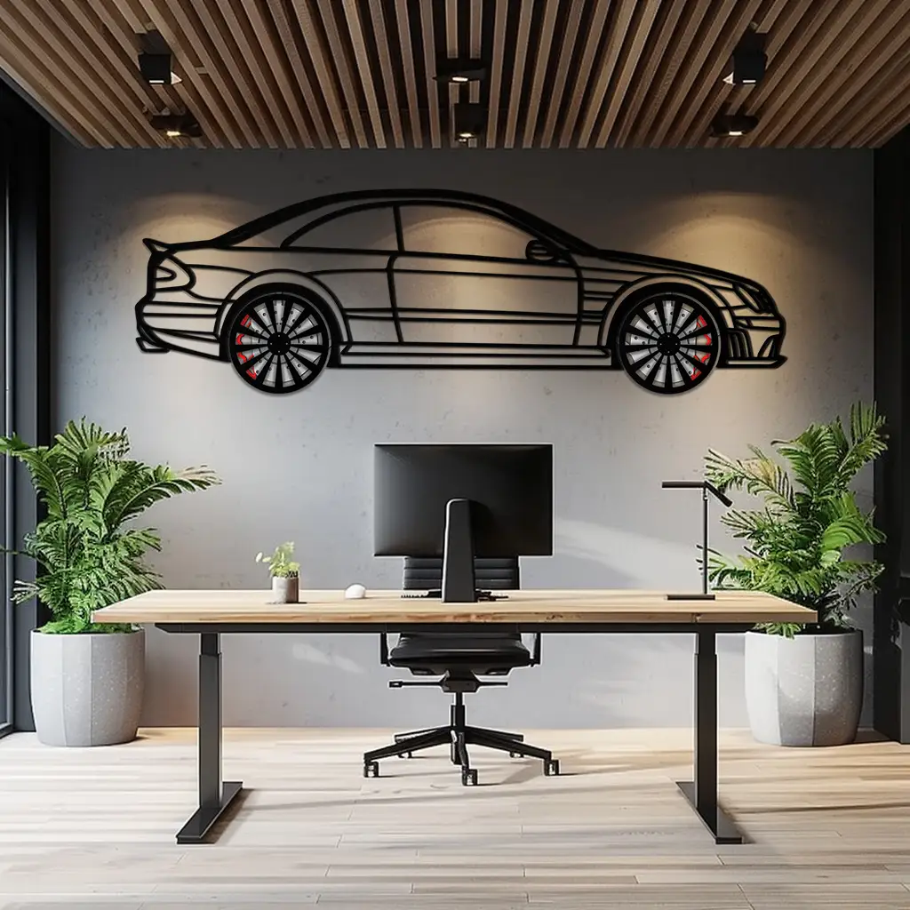 Mercedes CLK63 Metal Wall Art – Spinning Wheel Garage Decor for Car Enthusiasts - KAFMEKA076 by Enova Art
