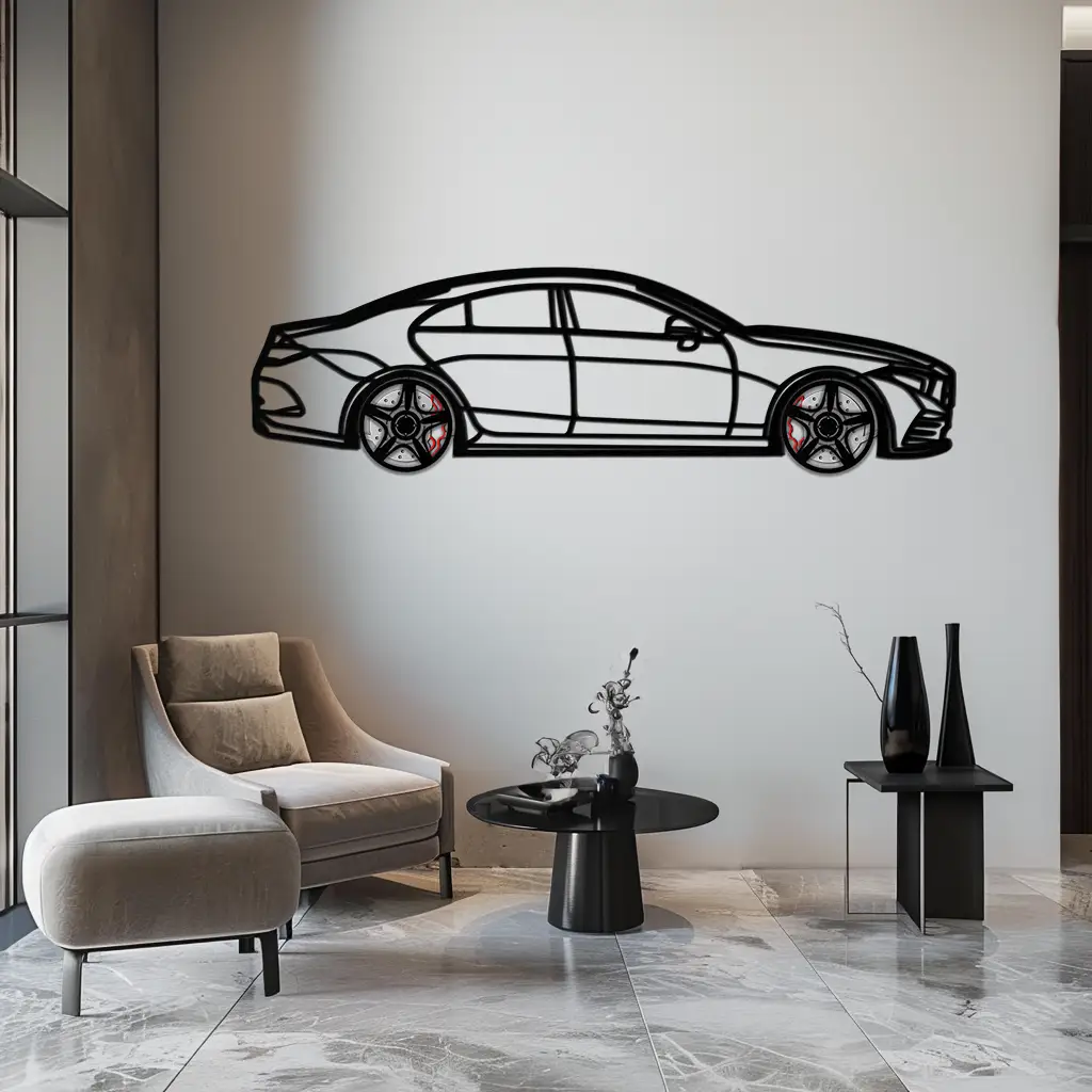 Mercedes CLS Metal Car Wall Art – Rotating Wheels • Luxury Automotive Decor Gift - KAFMEKA077 by Enova Art