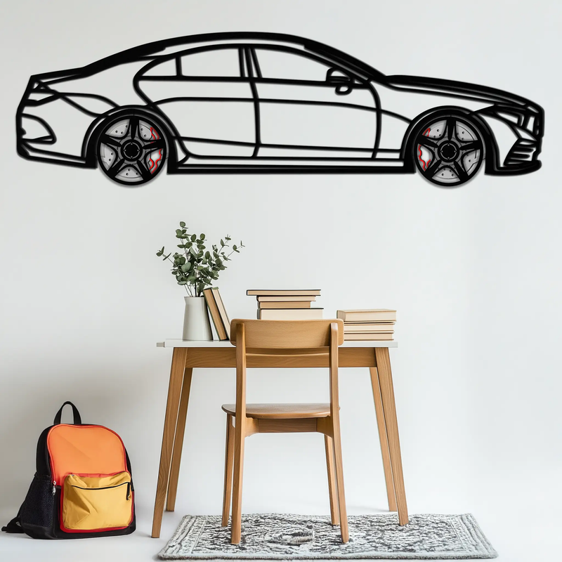 Mercedes CLS Metal Car Wall Art – Rotating Wheels • Luxury Automotive Decor Gift - KAFMEKA077 by Enova Art