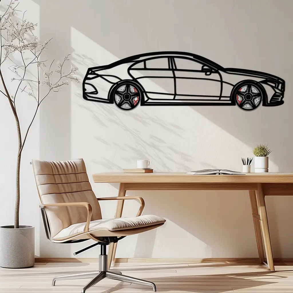 Mercedes CLS Metal Car Wall Art – Rotating Wheels • Luxury Automotive Decor Gift - KAFMEKA077 by Enova Art