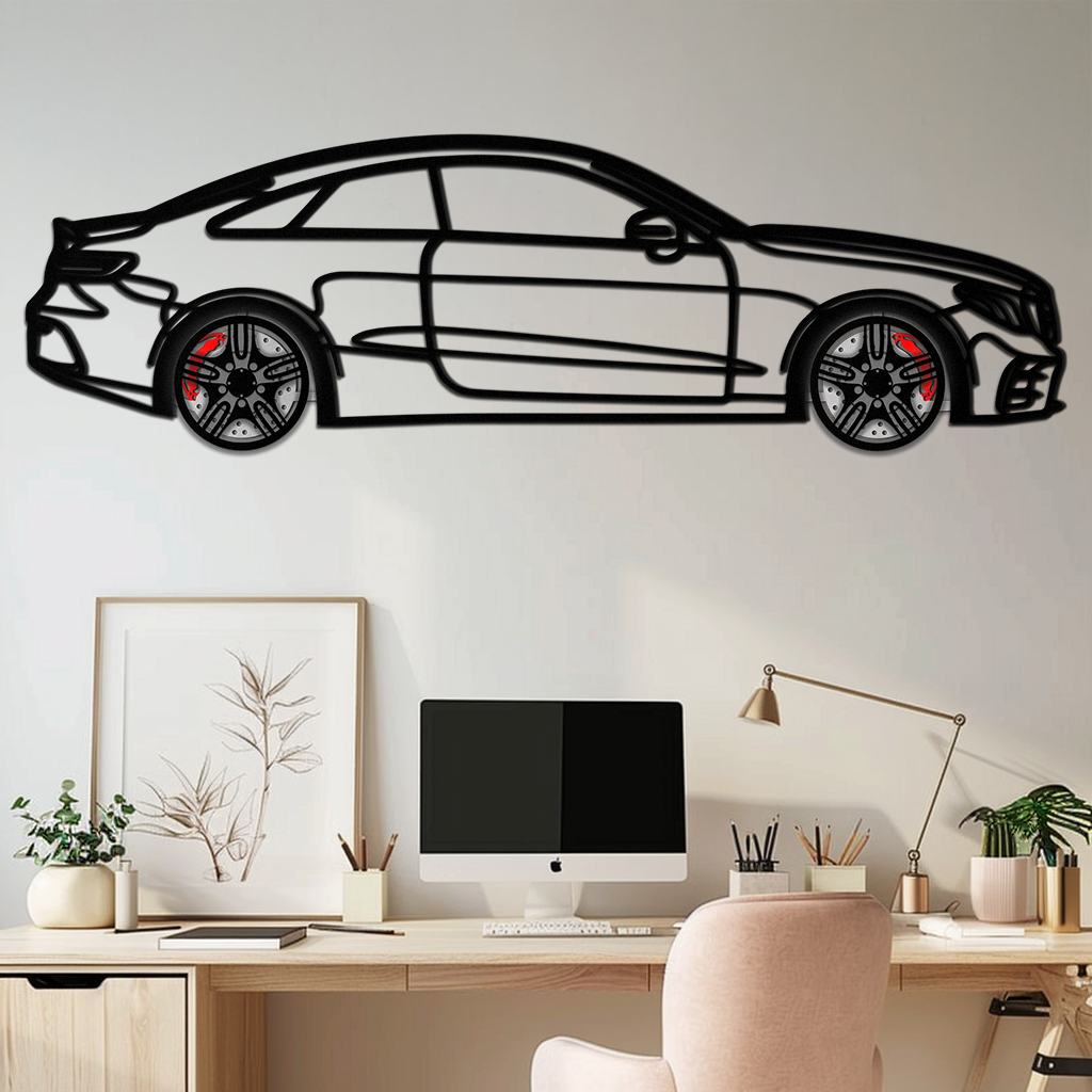 Mercedes E53 AMG Rotating Wheel Metal Wall Art – Luxury Coupe Silhouette Decor for Car Enthusiasts- KAFMEKA078 by Enova Art