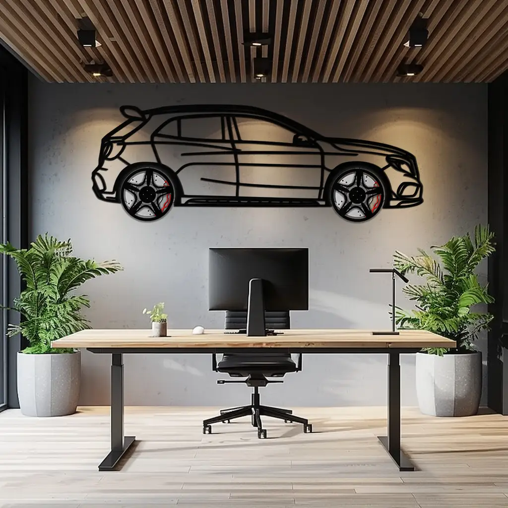 Mercedes GLA 45 Metal Wall Art – Rotating Wheel Car Silhouette Decor | Luxury Automotive Gift for Car Lovers- KAFMEKA080 by Enova Art