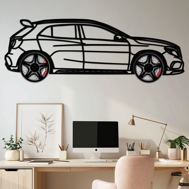 Mercedes GLA 45 Metal Wall Art – Rotating Wheel Car Silhouette Decor | Luxury Automotive Gift for Car Lovers- KAFMEKA080 by Enova Art