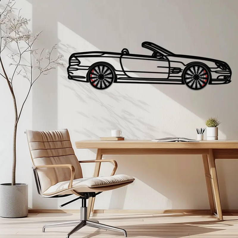 Mercedes SL55 R230 Metal Wall Art – Rotating Wheels Car Silhouette Decor – AMG-Inspired Gift for Car Lovers 🚗✨ -KAFMEKA082 by Enova Art