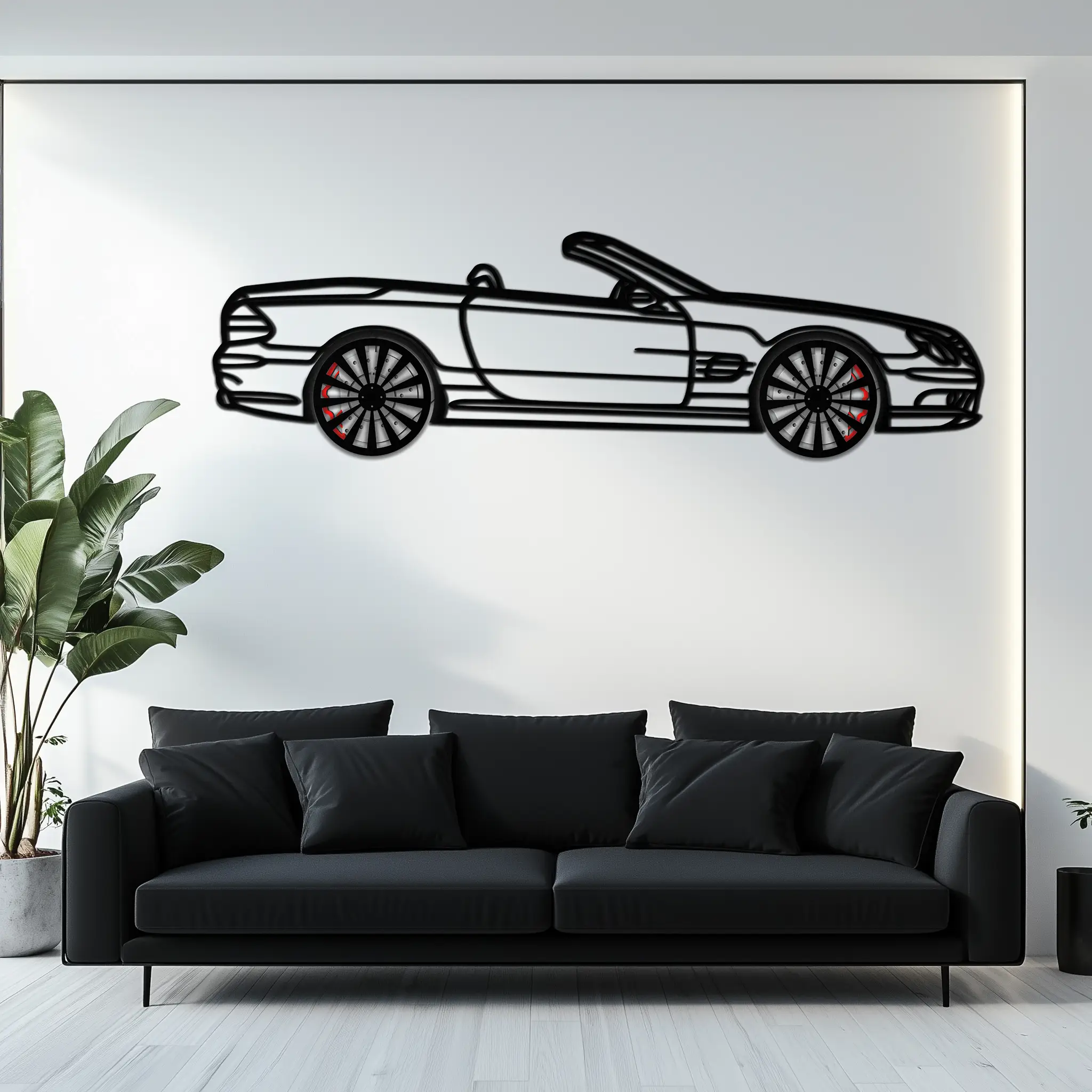 Mercedes SL55 R230 Metal Wall Art – Rotating Wheels Car Silhouette Decor – AMG-Inspired Gift for Car Lovers 🚗✨ -KAFMEKA082 by Enova Art