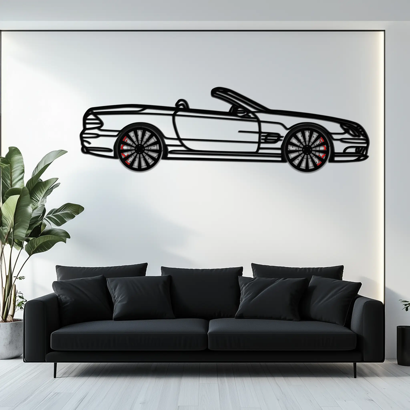 Mercedes SL55 R230 Metal Wall Art – Rotating Wheels Car Silhouette Decor – AMG-Inspired Gift for Car Lovers 🚗✨ -KAFMEKA082 by Enova Art