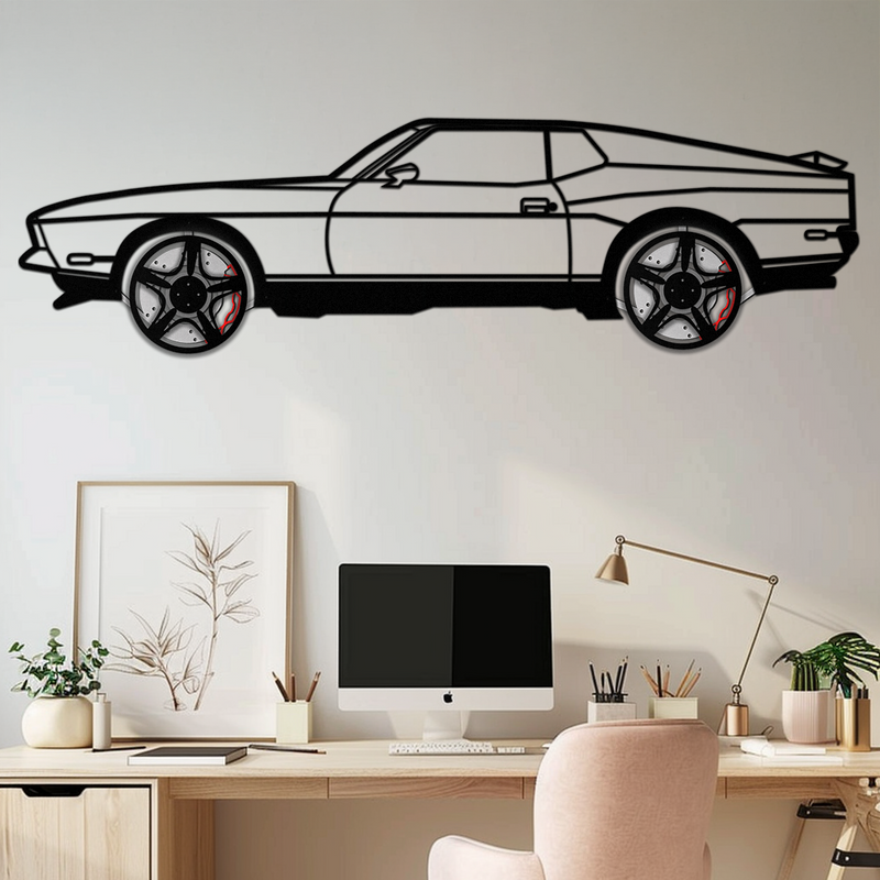 Ford Mustang 1971 Metal Car Wall Art – Rotating Wheels Classic Muscle Car Decor, Garage & Office Gift-KAFMEKA086 by Enova Art