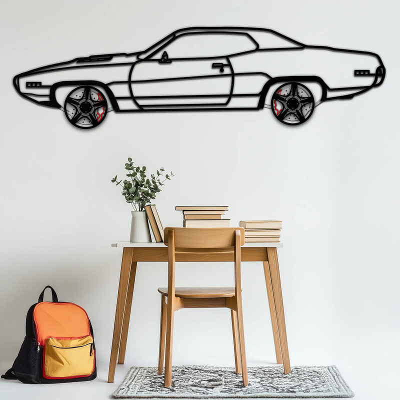 1971 Road Runner Side Profile Metal Wall Art – Classic Muscle Car Silhouette with Rotating Wheels | Garage & Office Decor Gift-KAFMEKA087 by Enova Art