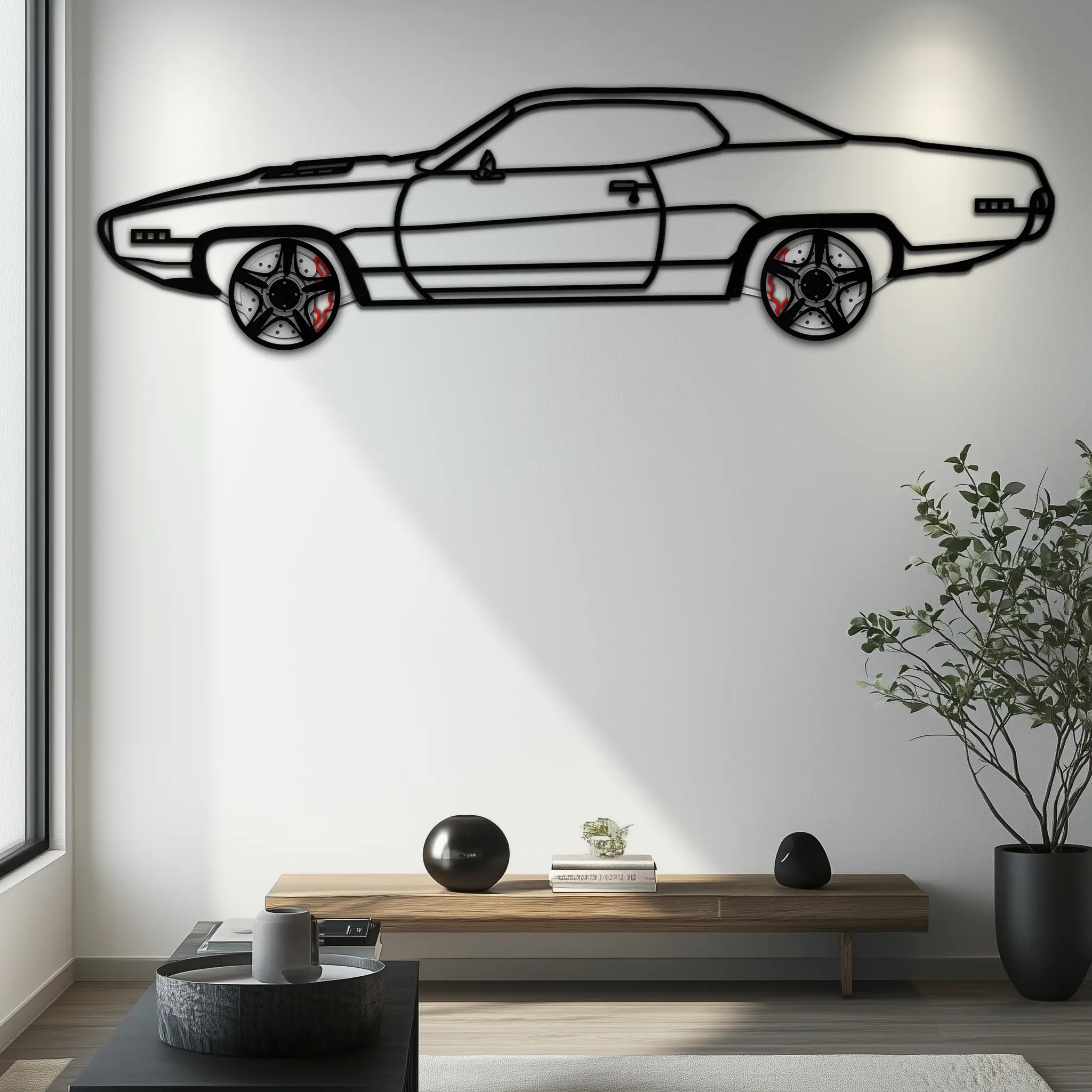 1971 Road Runner Side Profile Metal Wall Art – Classic Muscle Car Silhouette with Rotating Wheels | Garage & Office Decor Gift-KAFMEKA087 by Enova Art