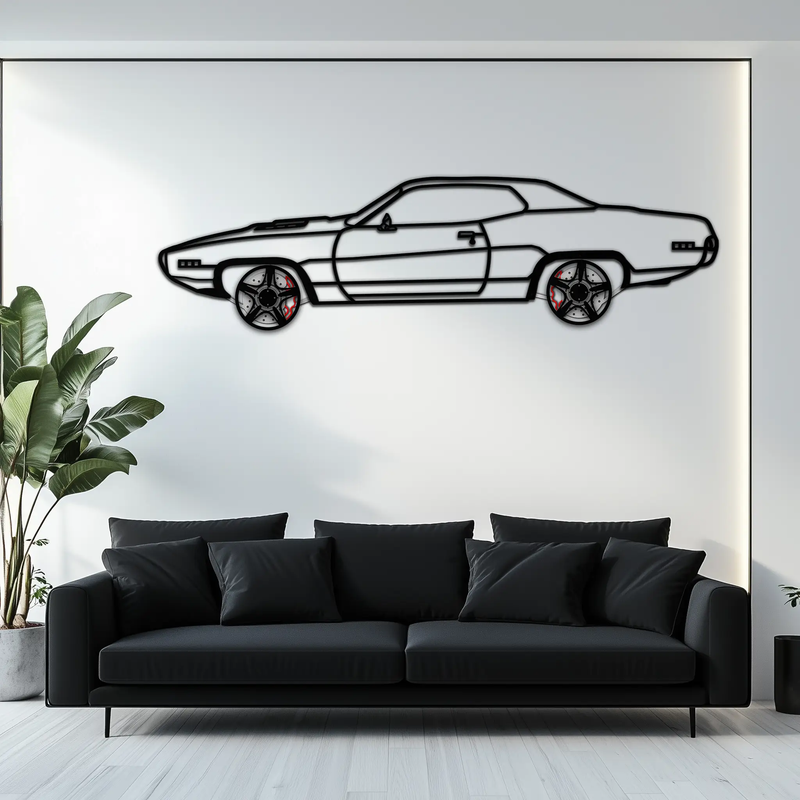 1971 Road Runner Side Profile Metal Wall Art – Classic Muscle Car Silhouette with Rotating Wheels | Garage & Office Decor Gift-KAFMEKA087 by Enova Art