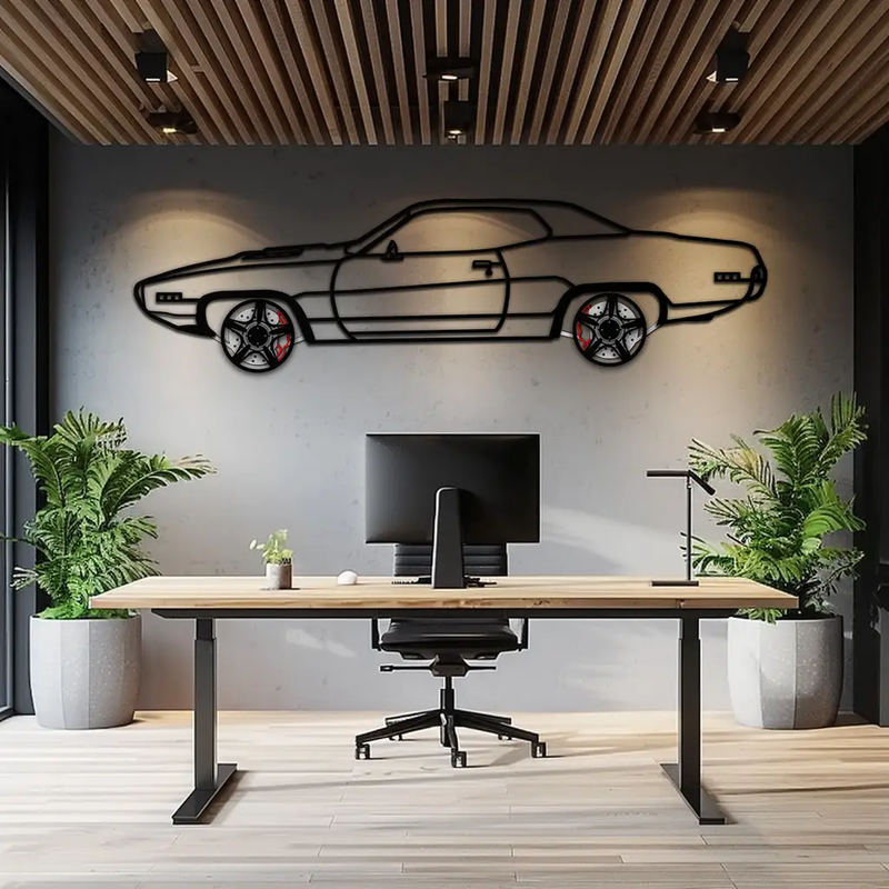 1971 Road Runner Side Profile Metal Wall Art – Classic Muscle Car Silhouette with Rotating Wheels | Garage & Office Decor Gift-KAFMEKA087 by Enova Art