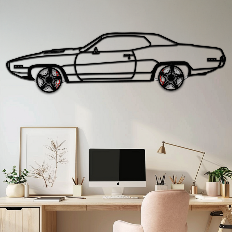 1971 Road Runner Side Profile Metal Wall Art – Classic Muscle Car Silhouette with Rotating Wheels | Garage & Office Decor Gift-KAFMEKA087 by Enova Art
