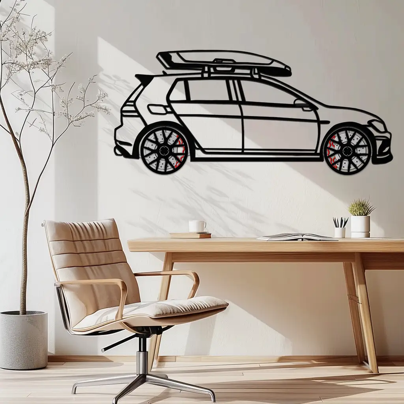 Volkswagen Golf R Spectrum Metal Wall Art – Rotating Wheels Car Silhouette Wall Decor, Unique Gift for Car Lovers-KAFMEKA090 by Enova Art