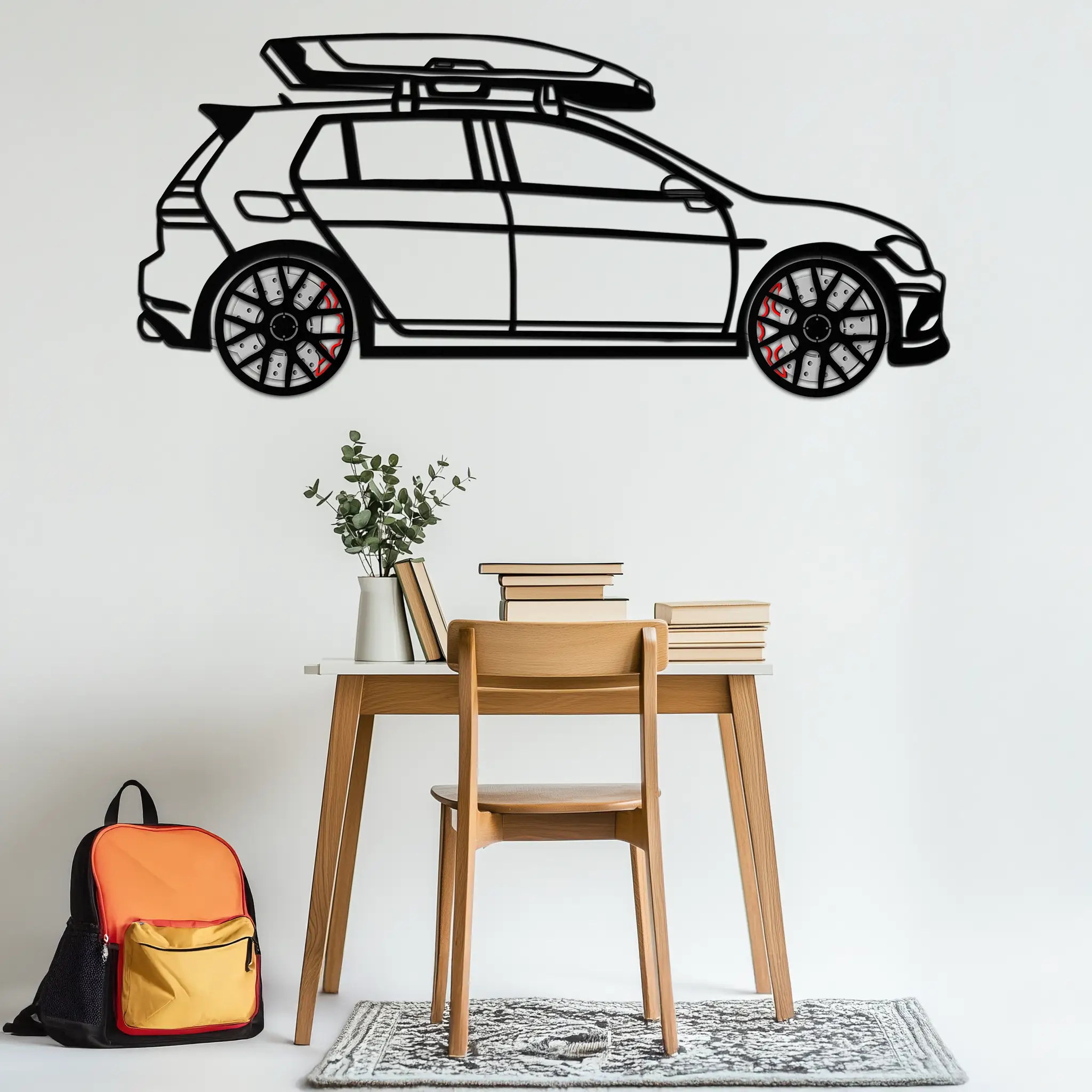 Volkswagen Golf R Spectrum Metal Wall Art – Rotating Wheels Car Silhouette Wall Decor, Unique Gift for Car Lovers-KAFMEKA090 by Enova Art