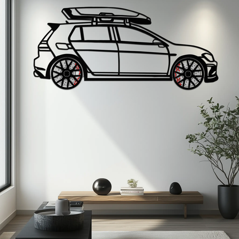 Volkswagen Golf R Spectrum Metal Wall Art – Rotating Wheels Car Silhouette Wall Decor, Unique Gift for Car Lovers-KAFMEKA090 by Enova Art