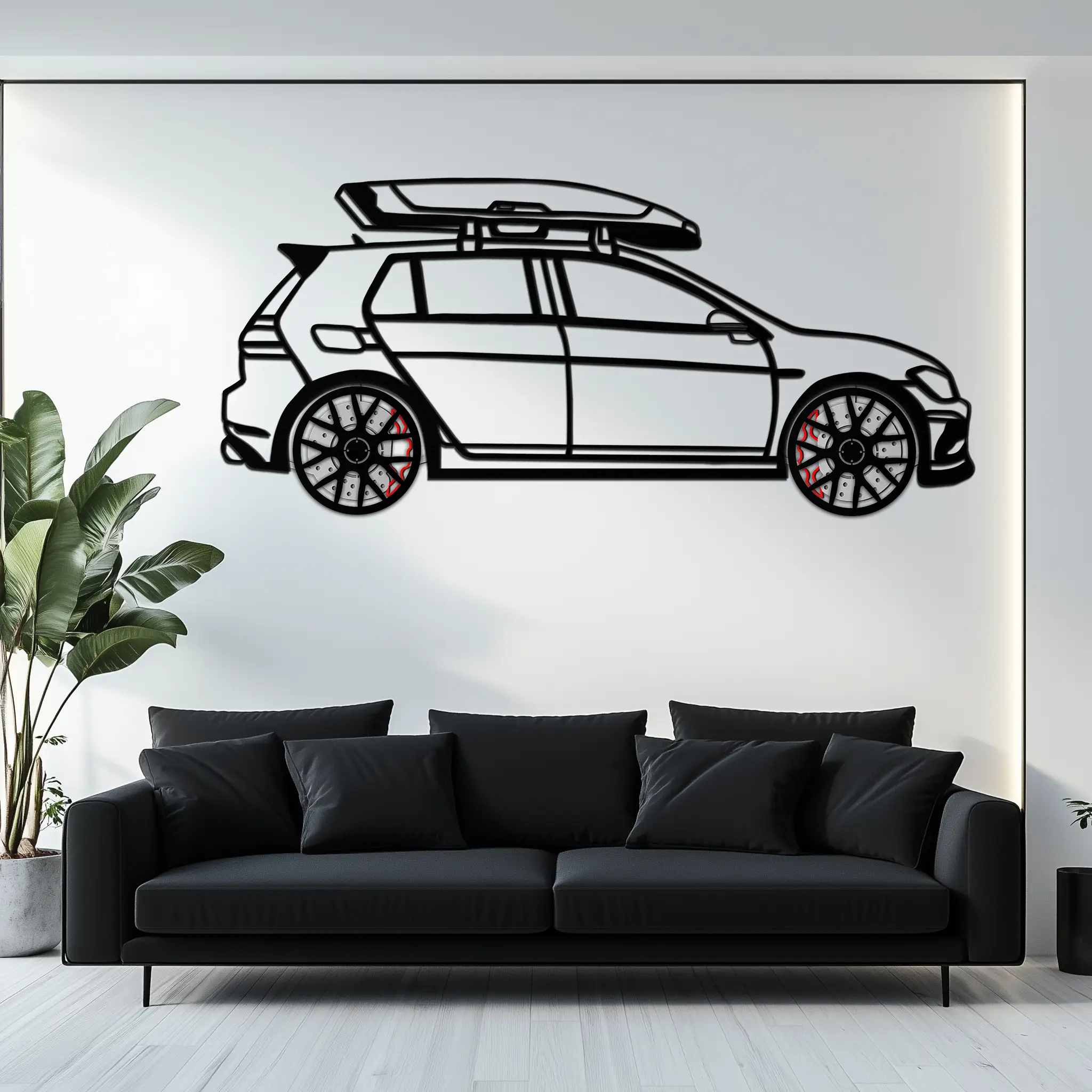 Volkswagen Golf R Spectrum Metal Wall Art – Rotating Wheels Car Silhouette Wall Decor, Unique Gift for Car Lovers-KAFMEKA090 by Enova Art
