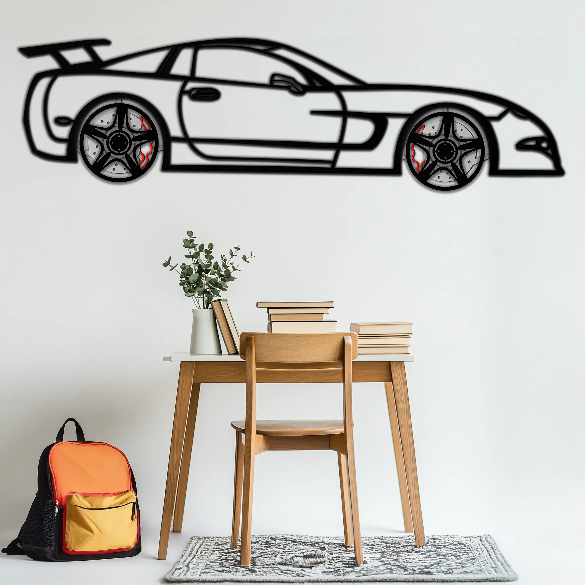 Chevrolet Corvette C5 Metal Wall Art – Rotating Wheels Sports Car Silhouette Wall Decor Gift-KAFMEKA092 by Enova Art