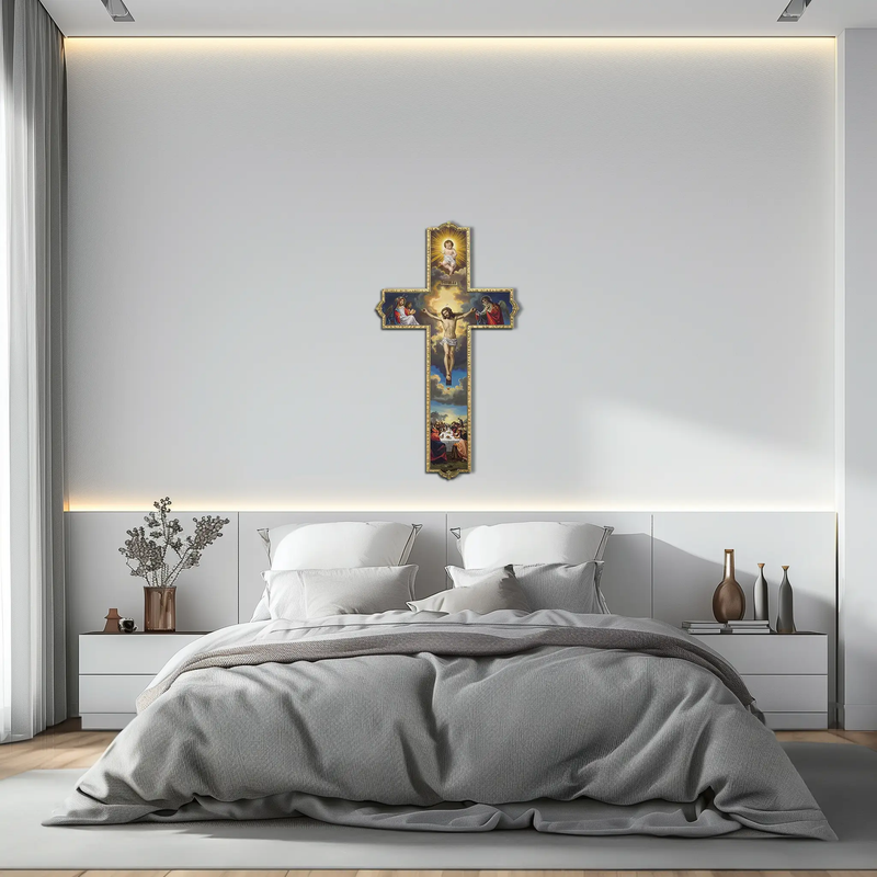 Sacred Cross Metal Wall Art – Christian UV Printed Religious Decor-KAFUVM011 by Enova Art