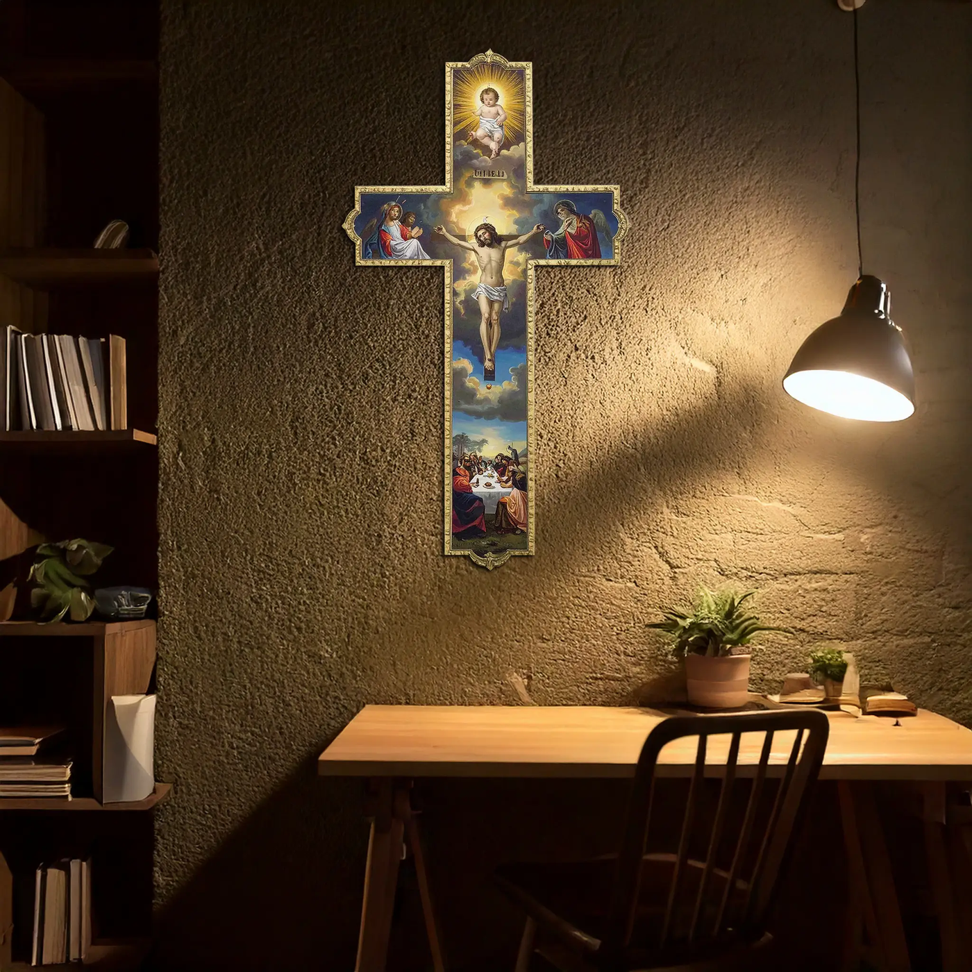 Sacred Cross Metal Wall Art – Christian UV Printed Religious Decor-KAFUVM011 by Enova Art