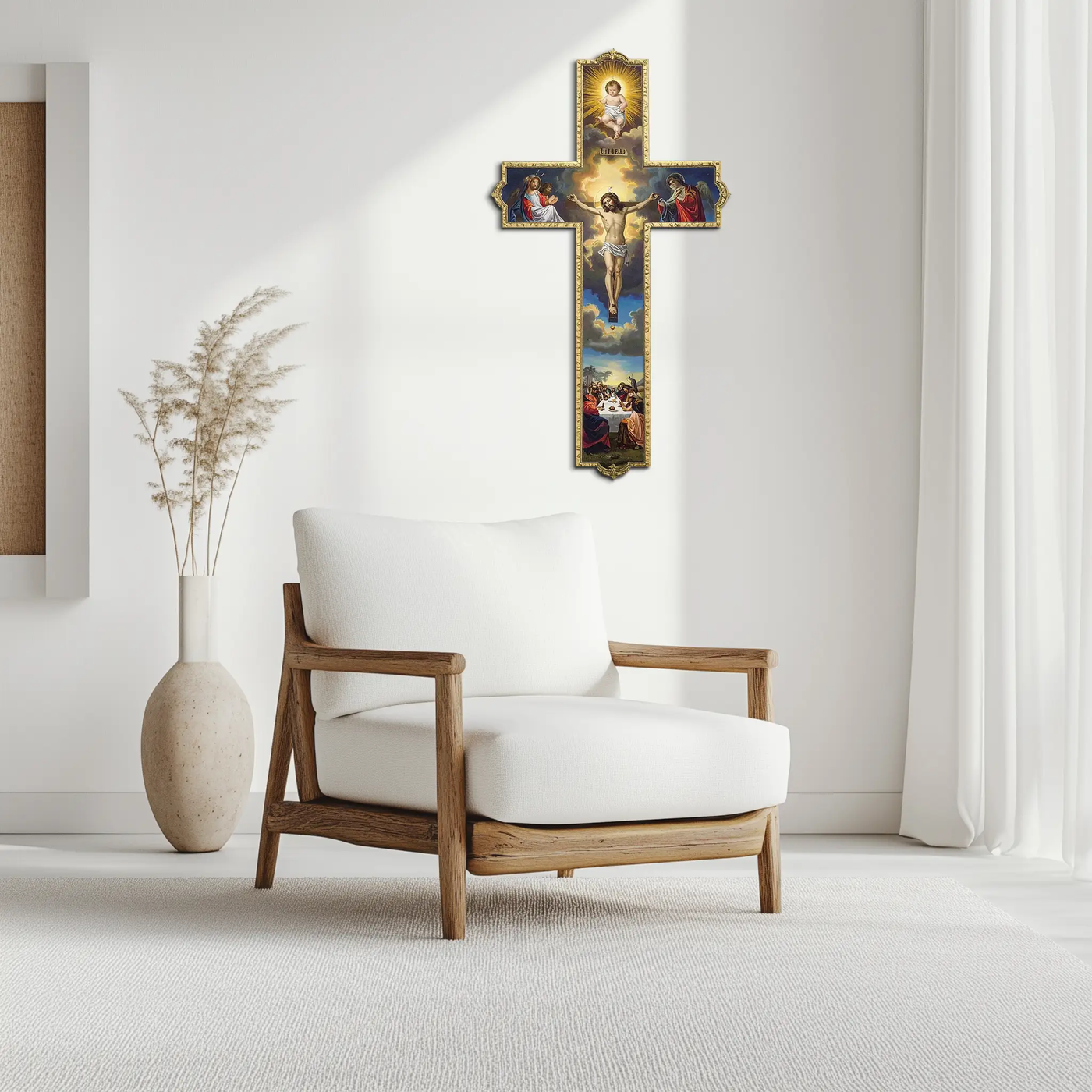 Sacred Cross Metal Wall Art – Christian UV Printed Religious Decor-KAFUVM011 by Enova Art