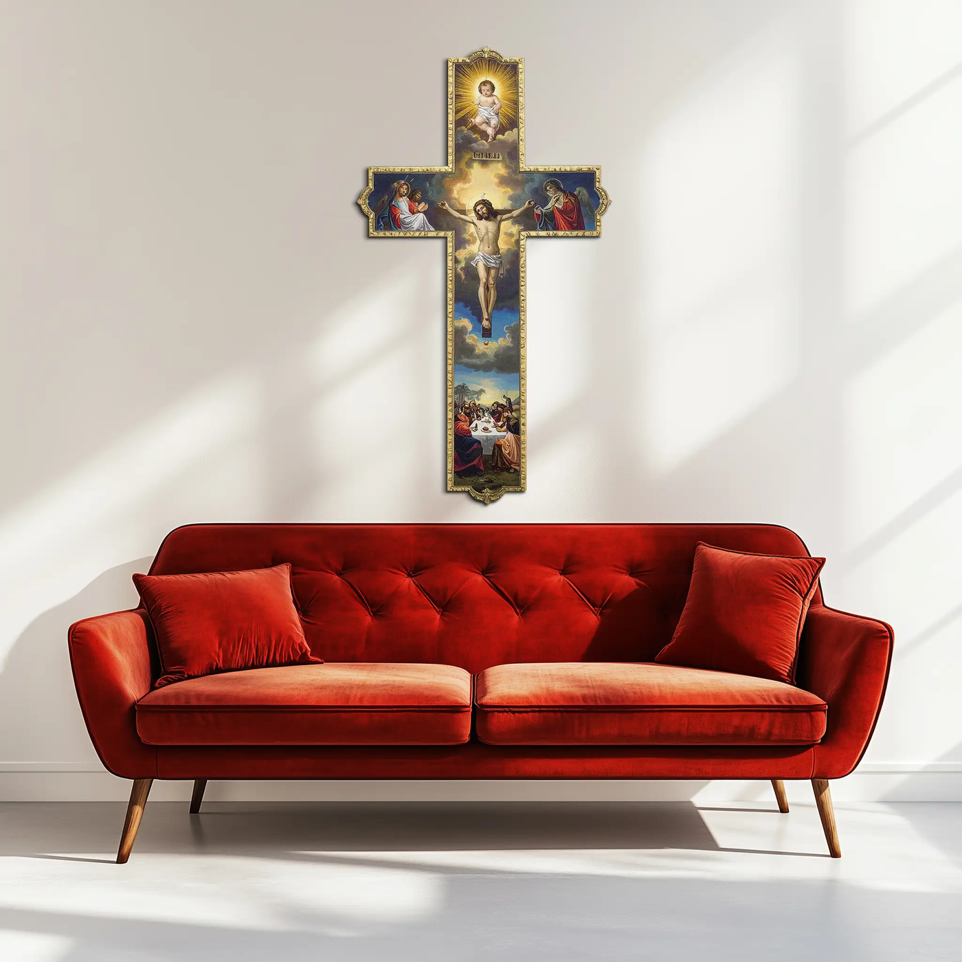 Sacred Cross Metal Wall Art – Christian UV Printed Religious Decor-KAFUVM011 by Enova Art
