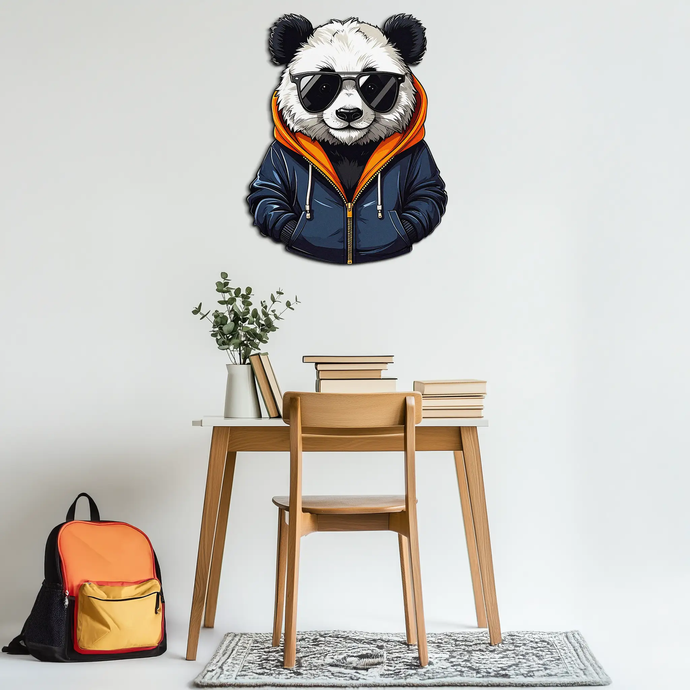 Cool Panda with Hoodie Metal Wall Art – Urban Animal UV Print Decor-KAFUVM001 by Enova Art