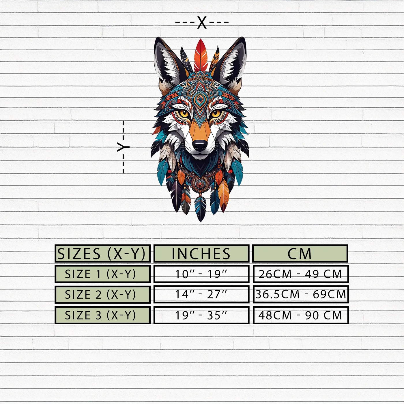 Colorful Tribal Wolf Metal Wall Art – Spirit Animal UV Decor-KAFUVM002 by Enova Art