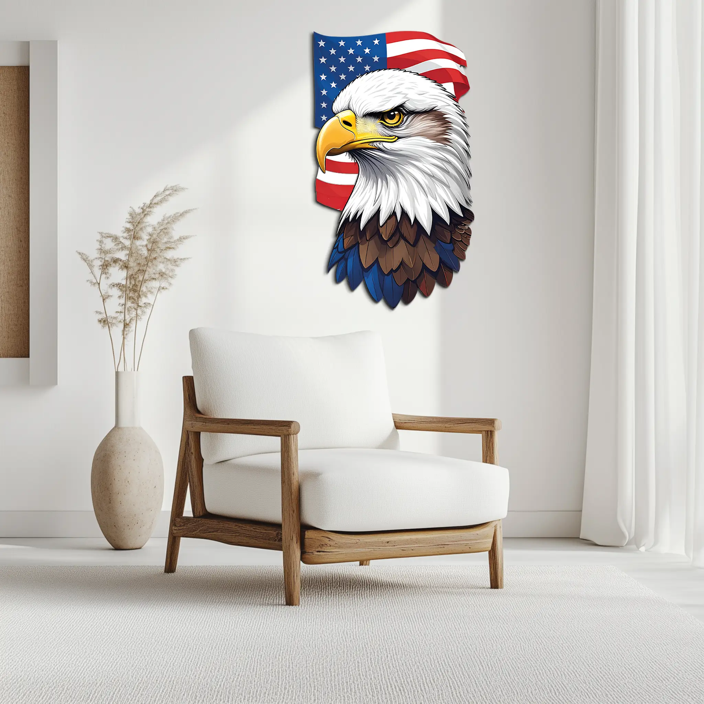 American Eagle Metal Wall Art – Patriotic UV Printed Decor-KAFUVM003 by Enova Art