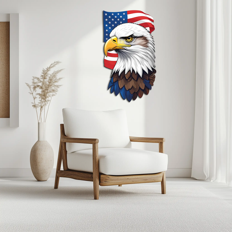 American Eagle Metal Wall Art – Patriotic UV Printed Decor-KAFUVM003 by Enova Art