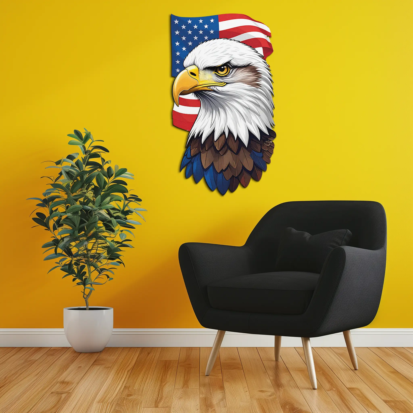 American Eagle Metal Wall Art – Patriotic UV Printed Decor-KAFUVM003 by Enova Art