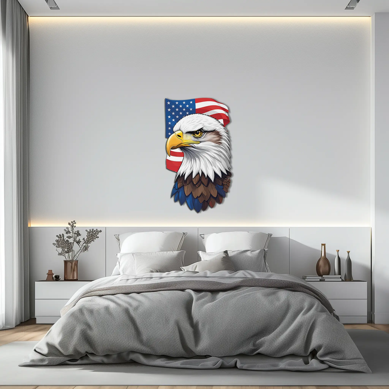 American Eagle Metal Wall Art – Patriotic UV Printed Decor-KAFUVM003 by Enova Art