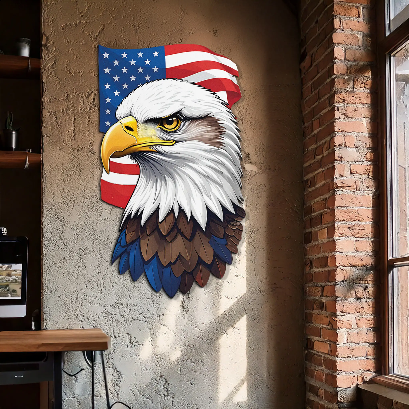 American Eagle Metal Wall Art – Patriotic UV Printed Decor-KAFUVM003 by Enova Art