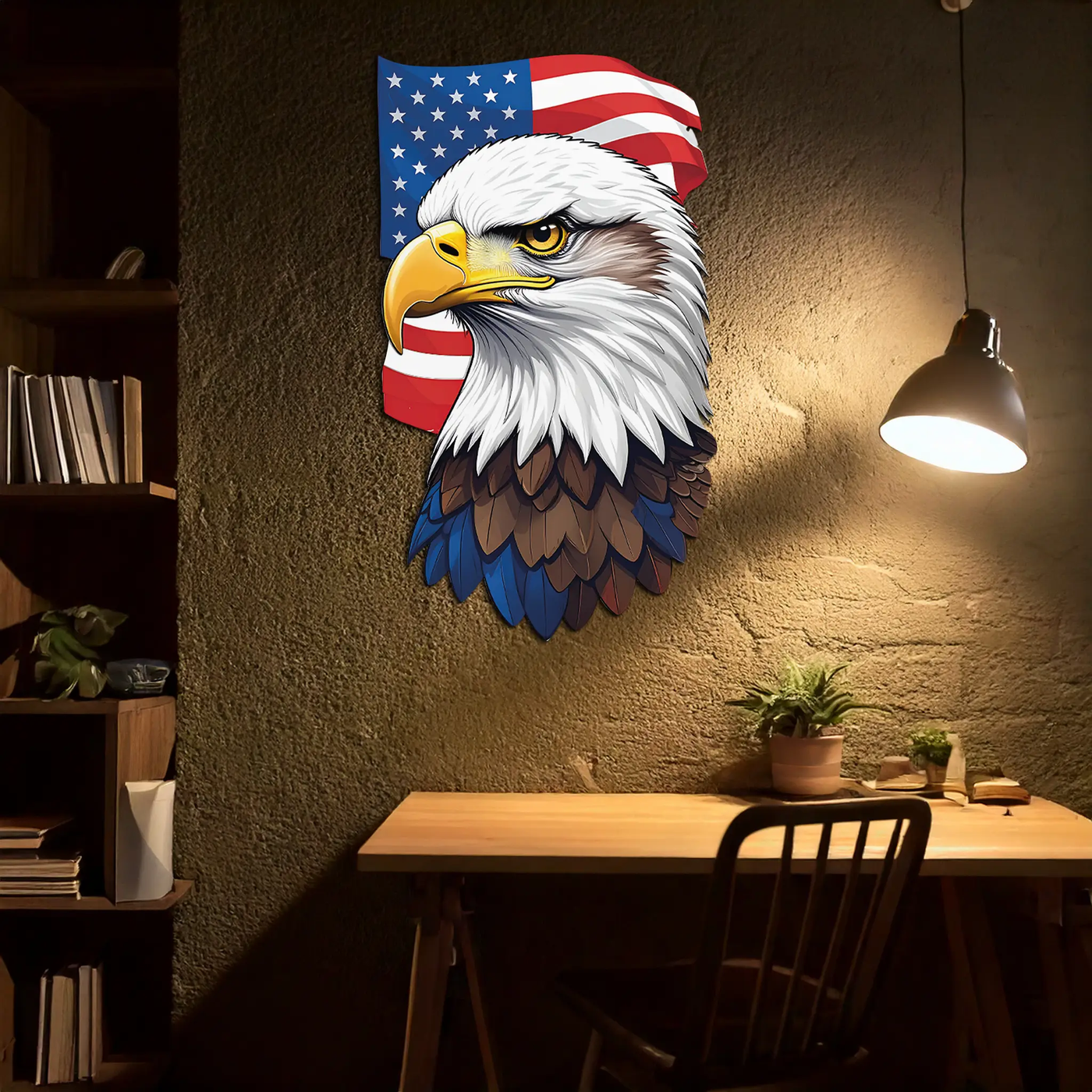 American Eagle Metal Wall Art – Patriotic UV Printed Decor-KAFUVM003 by Enova Art