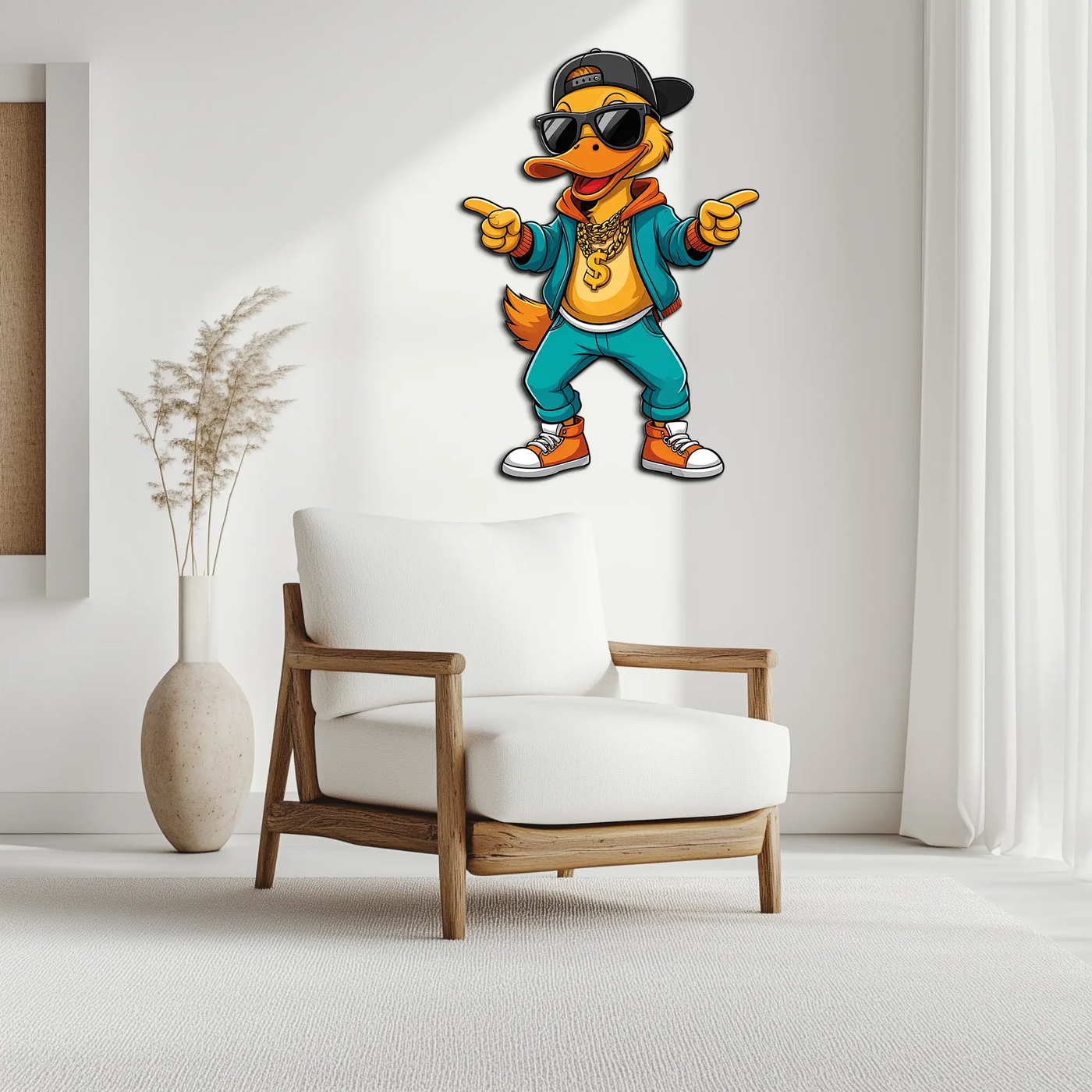 Hip Hop Duck Metal Wall Art – Funny UV Printed Urban Decor-KAFUVM004 by Enova Art