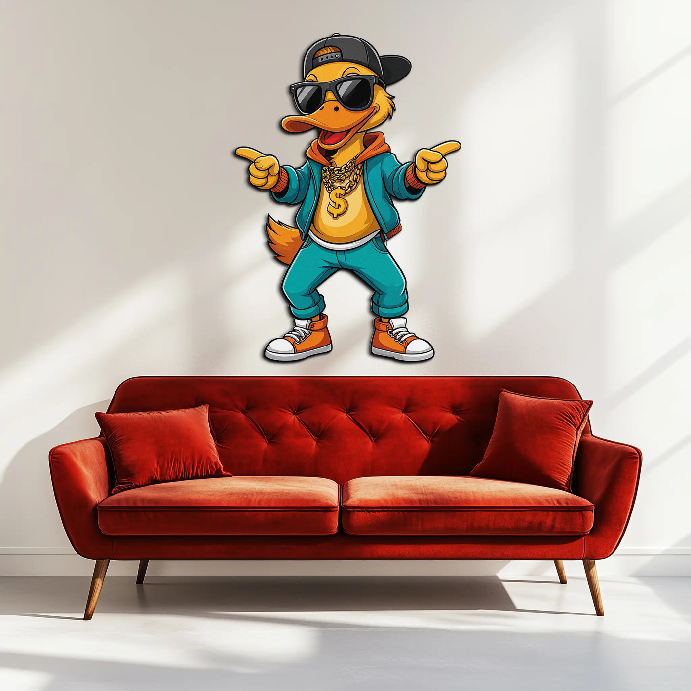 Hip Hop Duck Metal Wall Art – Funny UV Printed Urban Decor-KAFUVM004 by Enova Art