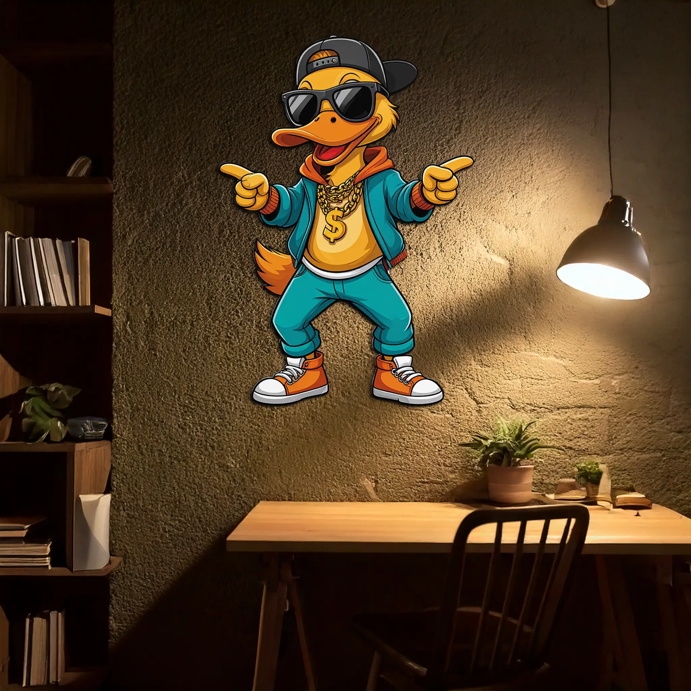 Hip Hop Duck Metal Wall Art – Funny UV Printed Urban Decor-KAFUVM004 by Enova Art