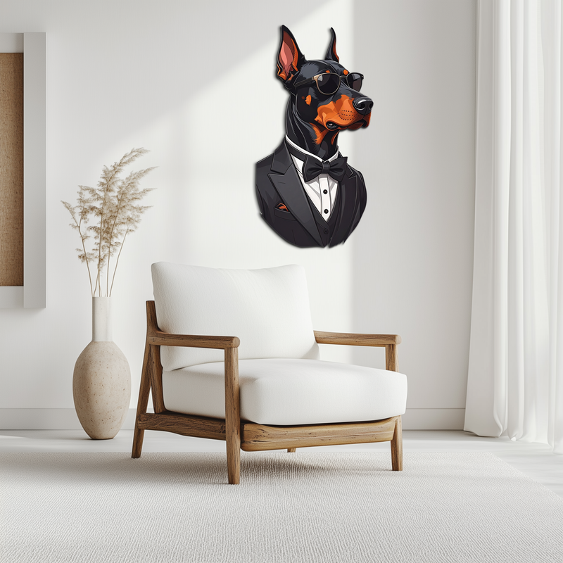 Gentleman Doberman Metal Wall Art – Cool Dog UV Decor-KAFUVM005 by Enova Art