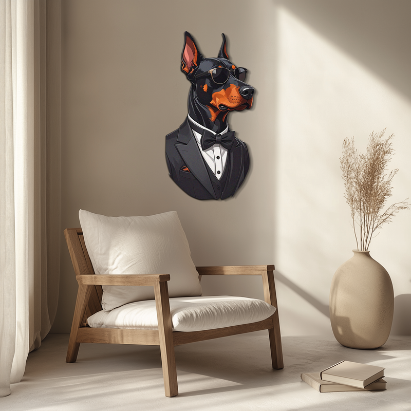 Gentleman Doberman Metal Wall Art – Cool Dog UV Decor-KAFUVM005 by Enova Art