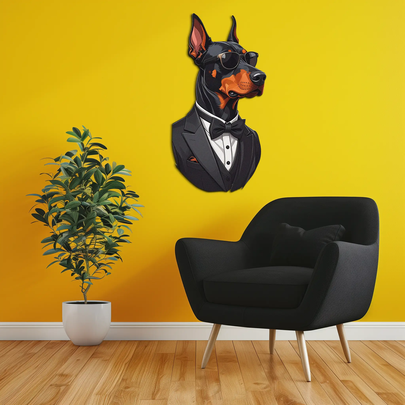 Gentleman Doberman Metal Wall Art – Cool Dog UV Decor-KAFUVM005 by Enova Art