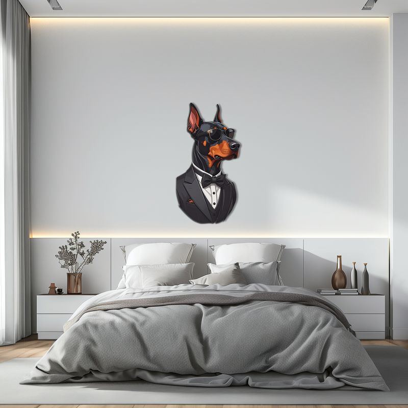 Gentleman Doberman Metal Wall Art – Cool Dog UV Decor-KAFUVM005 by Enova Art