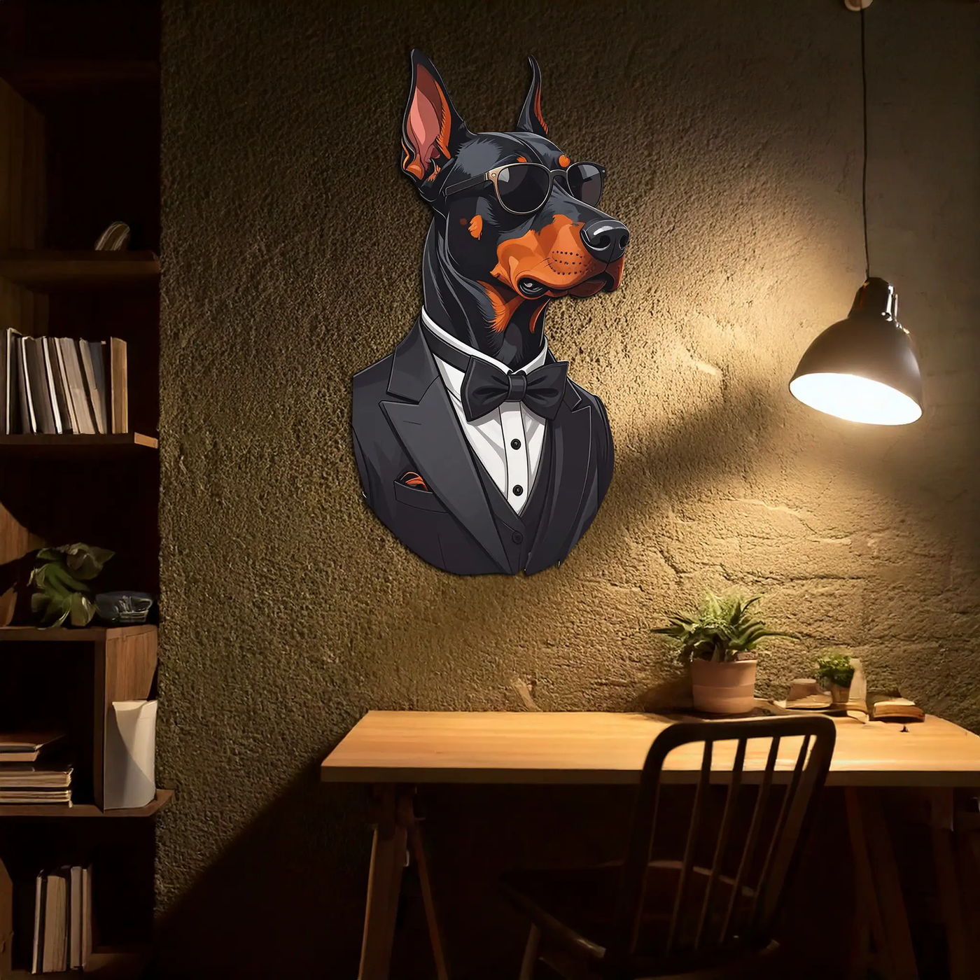 Gentleman Doberman Metal Wall Art – Cool Dog UV Decor-KAFUVM005 by Enova Art
