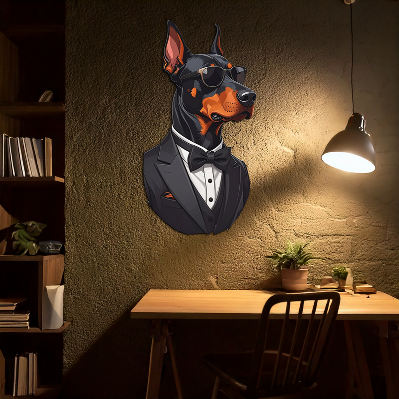 Gentleman Doberman Metal Wall Art – Cool Dog UV Decor-KAFUVM005 by Enova Art