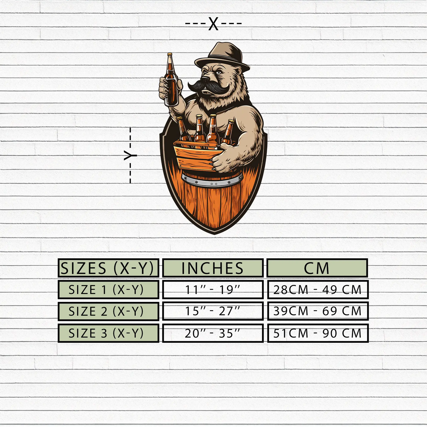 Bearded Beer Bear Metal Wall Art – Funny Bar UV Decor-KAFUVM006 by Enova Art