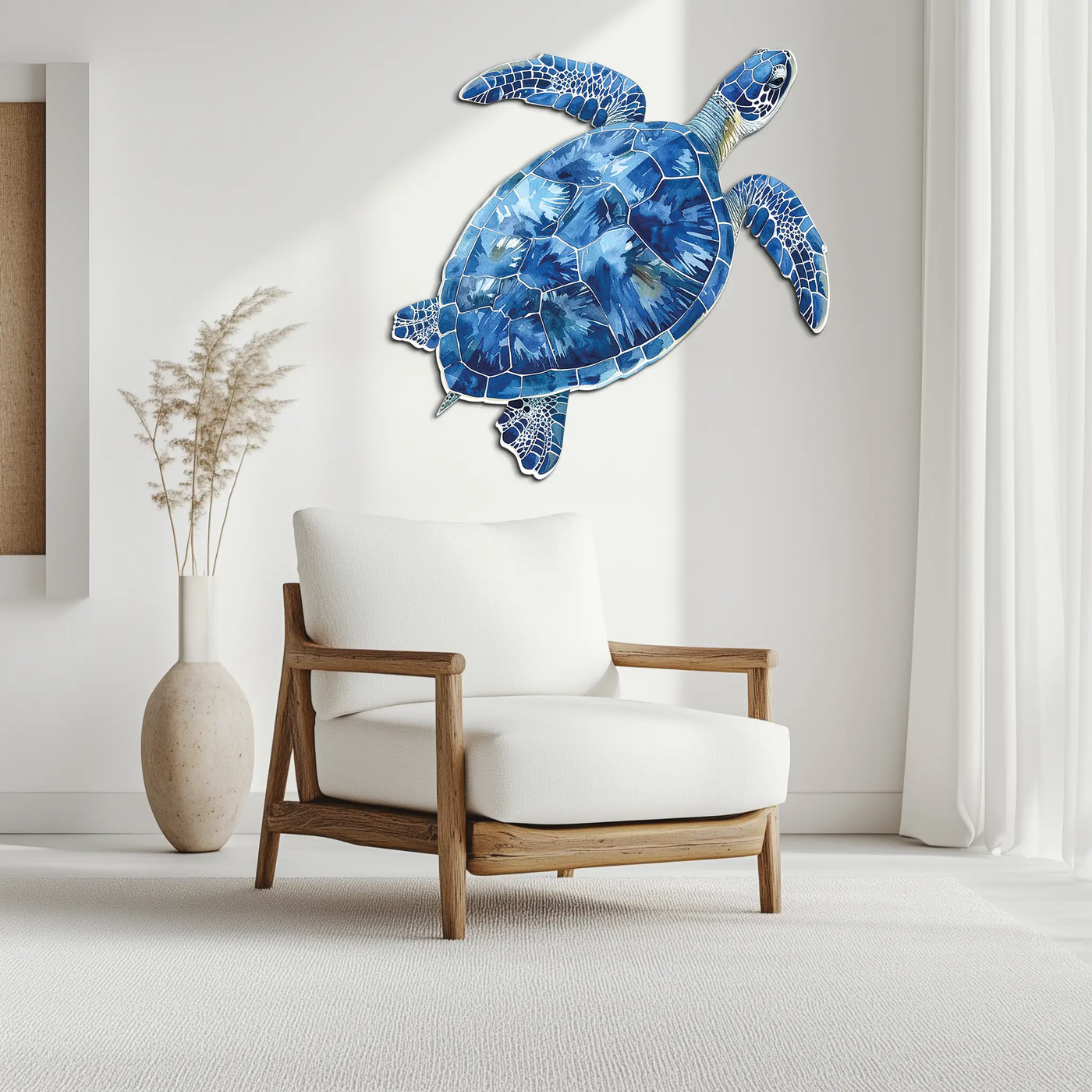 Blue Mosaic Sea Turtle Metal Wall Art – Ocean UV Decor-KAFUVM007 by Enova Art