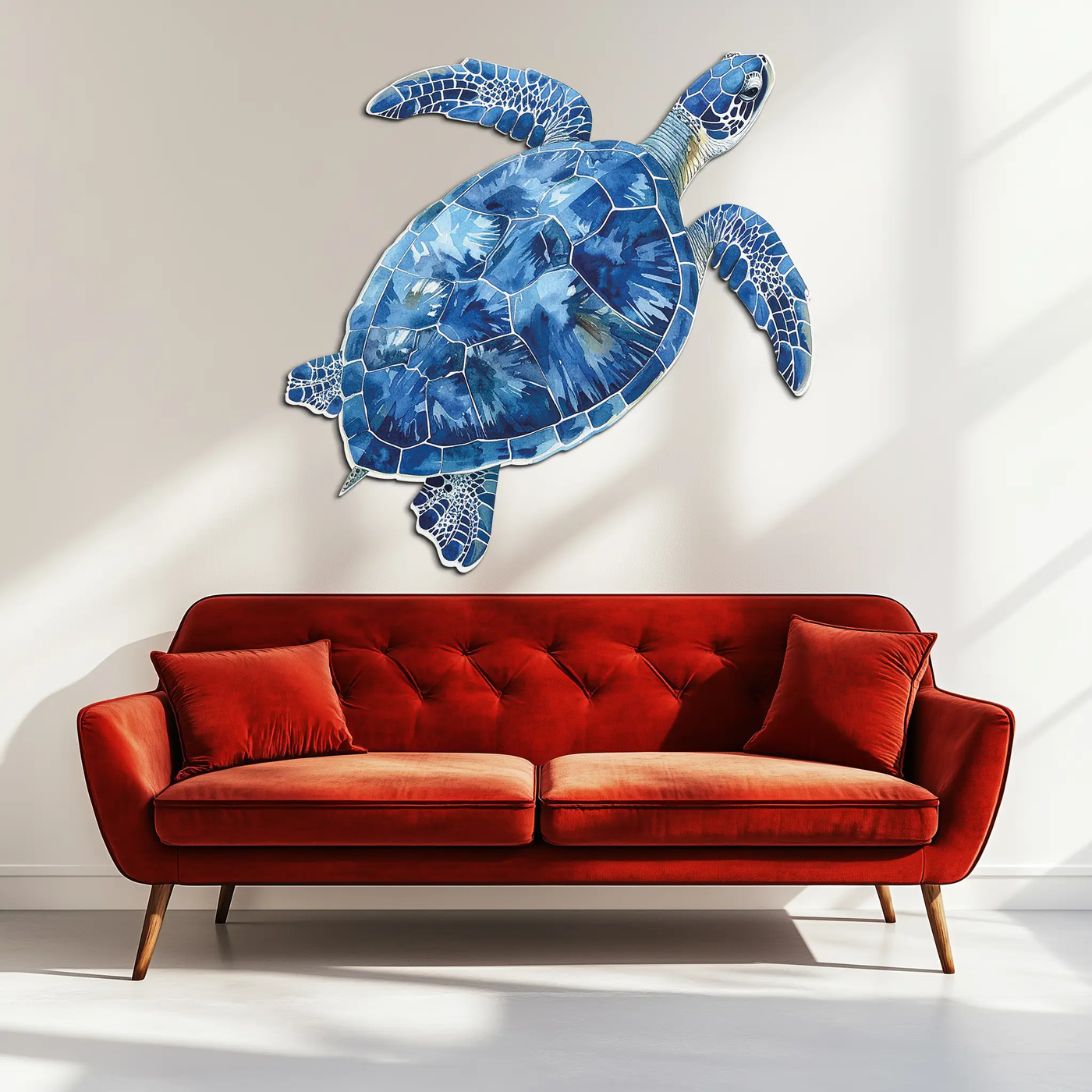 Blue Mosaic Sea Turtle Metal Wall Art – Ocean UV Decor-KAFUVM007 by Enova Art