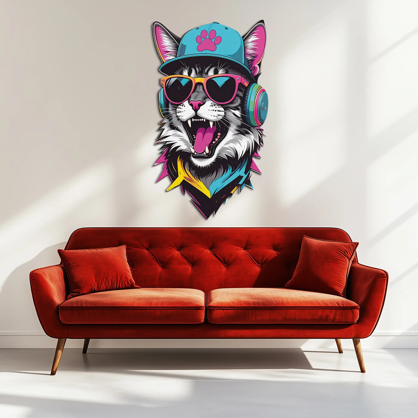 Cool Cat DJ Metal Wall Art – Street Style UV Decor-KAFUVM008 by Enova Art