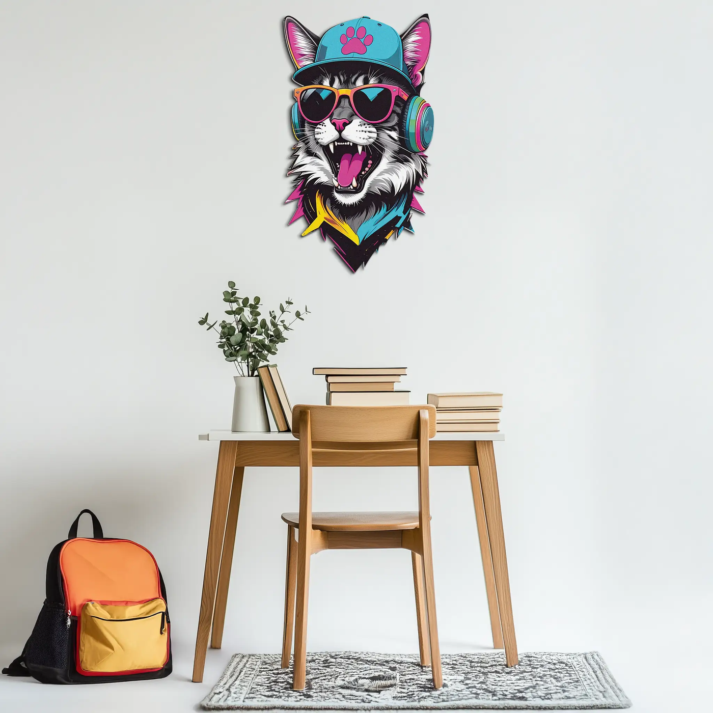 Cool Cat DJ Metal Wall Art – Street Style UV Decor-KAFUVM008 by Enova Art