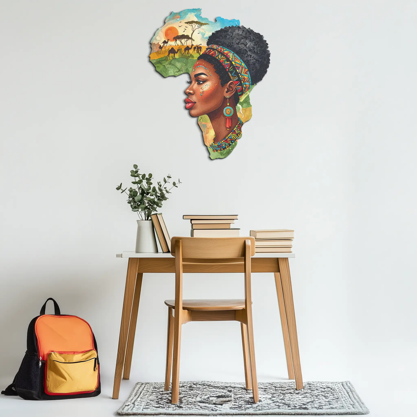 African Woman in Map Metal Wall Art – Cultural UV Printed Decor-KAFUVM012 by Enova Art