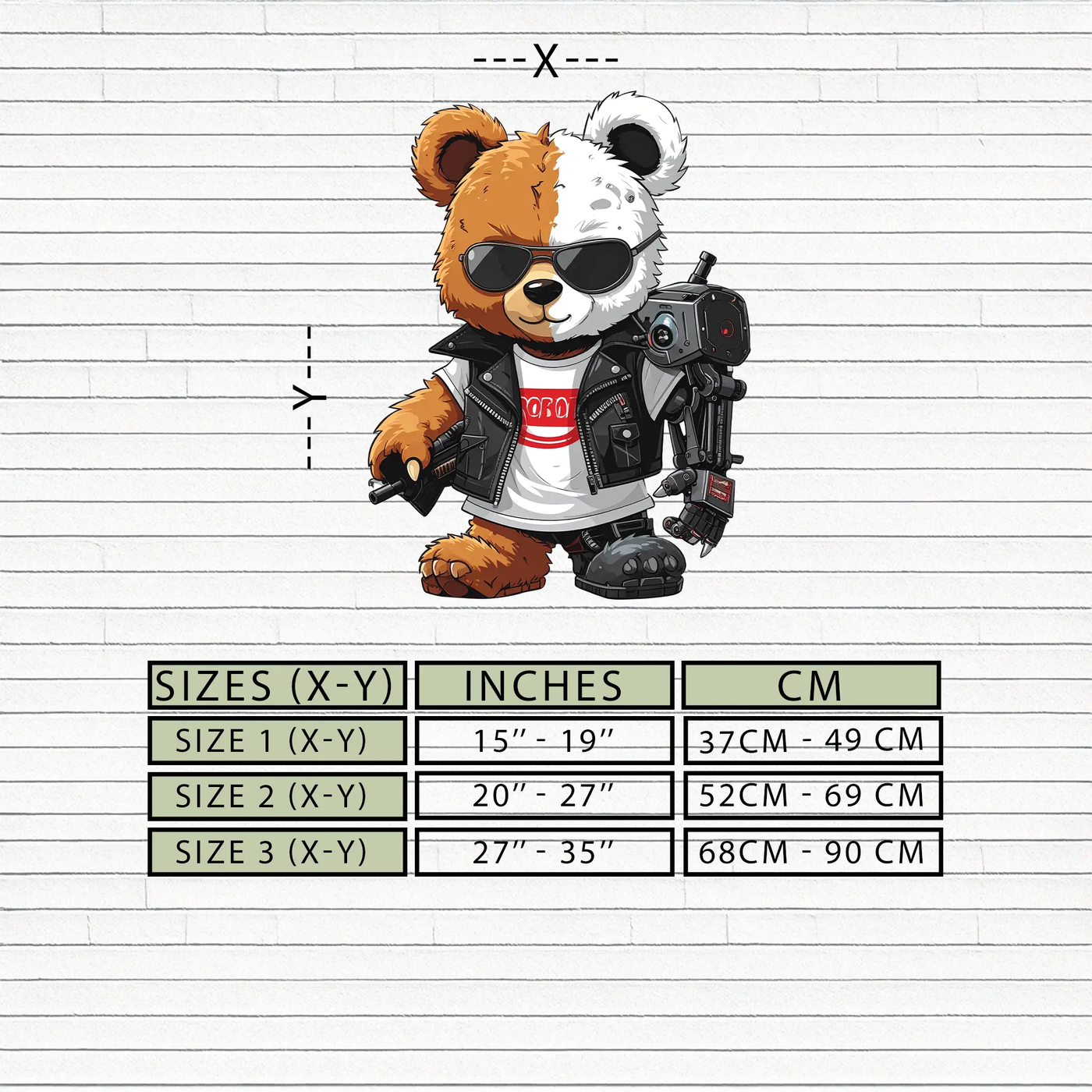 Cyborg Teddy Bear Metal Wall Art – Cool UV Printed Robo Decor-KAFUVM016 by Enova Art